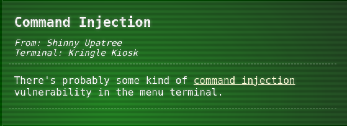 KringleCon Kiosk Hint