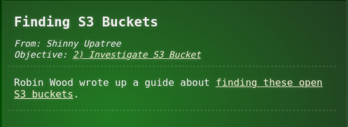 Finding S3 Buckets Hint 3
